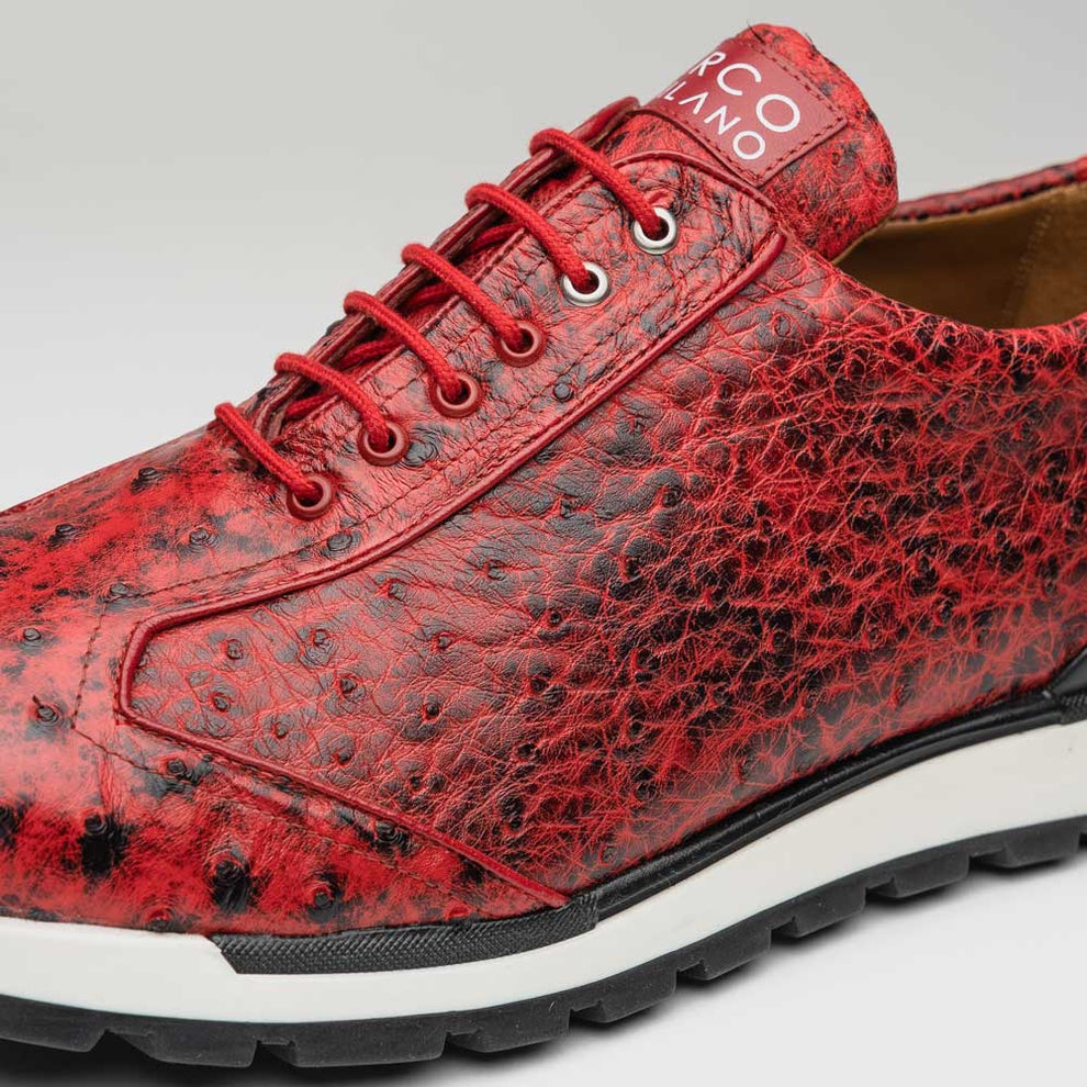 Marco Di Milano Scanno Antique Red Ostrich Quill Sneakers - Dudes Boutique