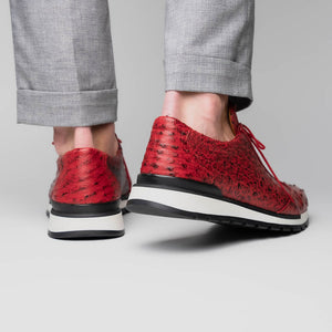 Marco Di Milano Scanno Antique Red Ostrich Quill Sneakers - Dudes Boutique