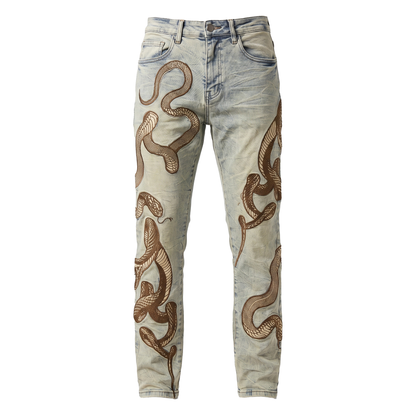 Waimea Gold Serpent Embroidered Jeans