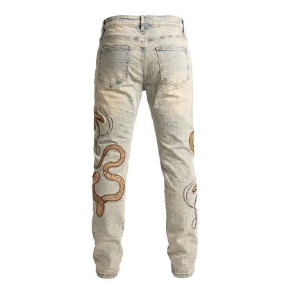 Waimea Gold Serpent Embroidered Jeans