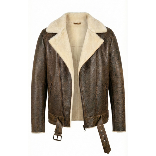 Kashani Men's Distressed Shearling Biker