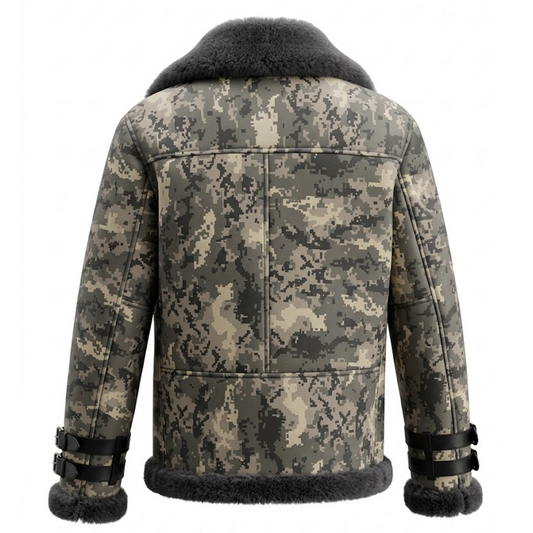 Kashani Digital Camo Shearling Bomber Jacket