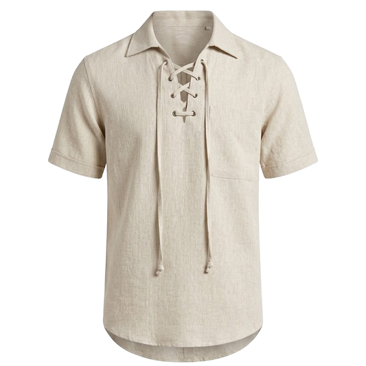Inserch Sand Linen Lace-Up Shirt