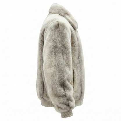Luca Della Natural Sapphire Cross Mink Fur Bomber Jacket