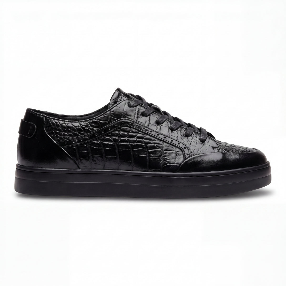 Giovanni Timo Black Embossed Crocodile Sneakers