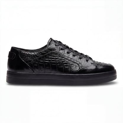 Giovanni Timo Black Embossed Crocodile Sneakers