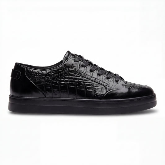 Giovanni Timo Black Embossed Crocodile Sneakers