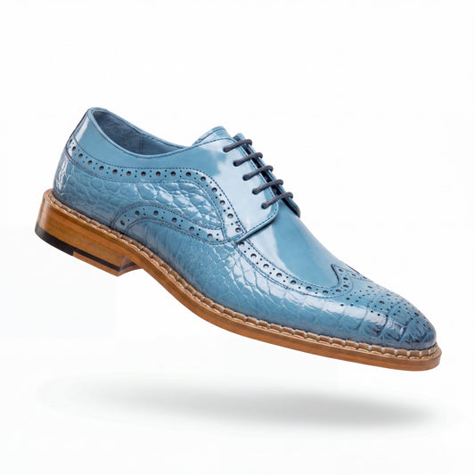 Giovanni Terence Light Blue Embossed Crocodile Dress Shoes