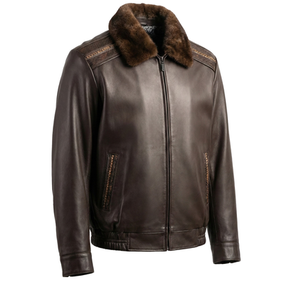 Kashani Cognac Stingray Mink Lambskin Bomber Jacket
