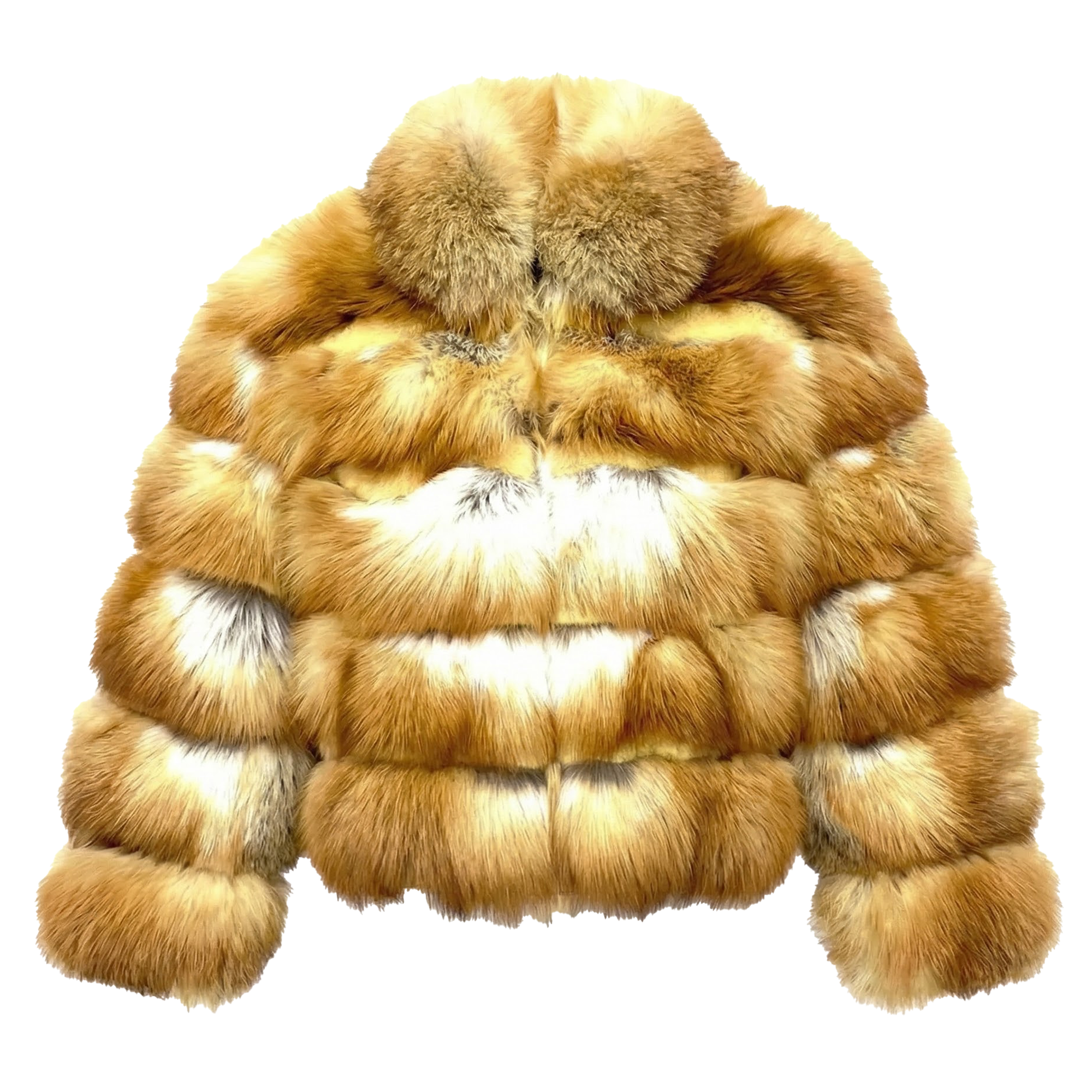 Kashani Men's Cognac Spliced Fox Fur Coat
