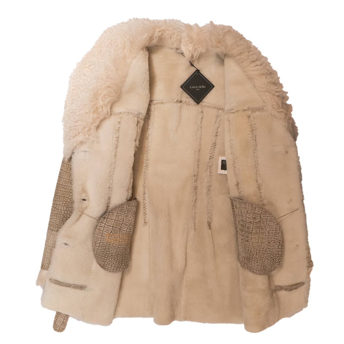 Kashani women's sandstone embossed alligator suede jacket with Mongolian lamb