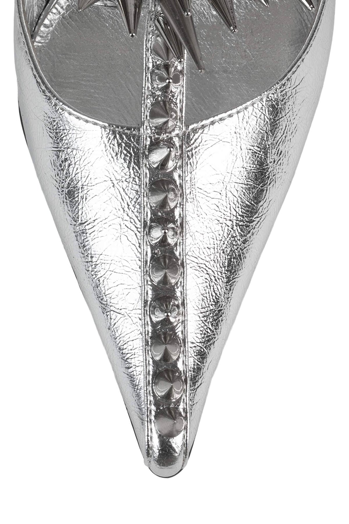 Jeffrey Campbell Silver Step Back Spiked Pointed Toe Pump - Dudes Boutique