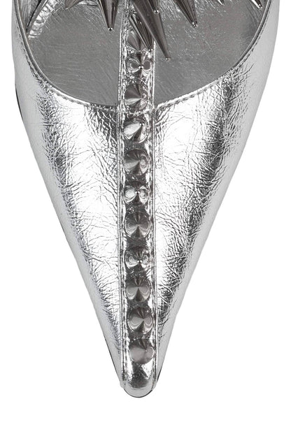 Jeffrey Campbell Silver Step Back Spiked Pointed Toe Pump - Dudes Boutique