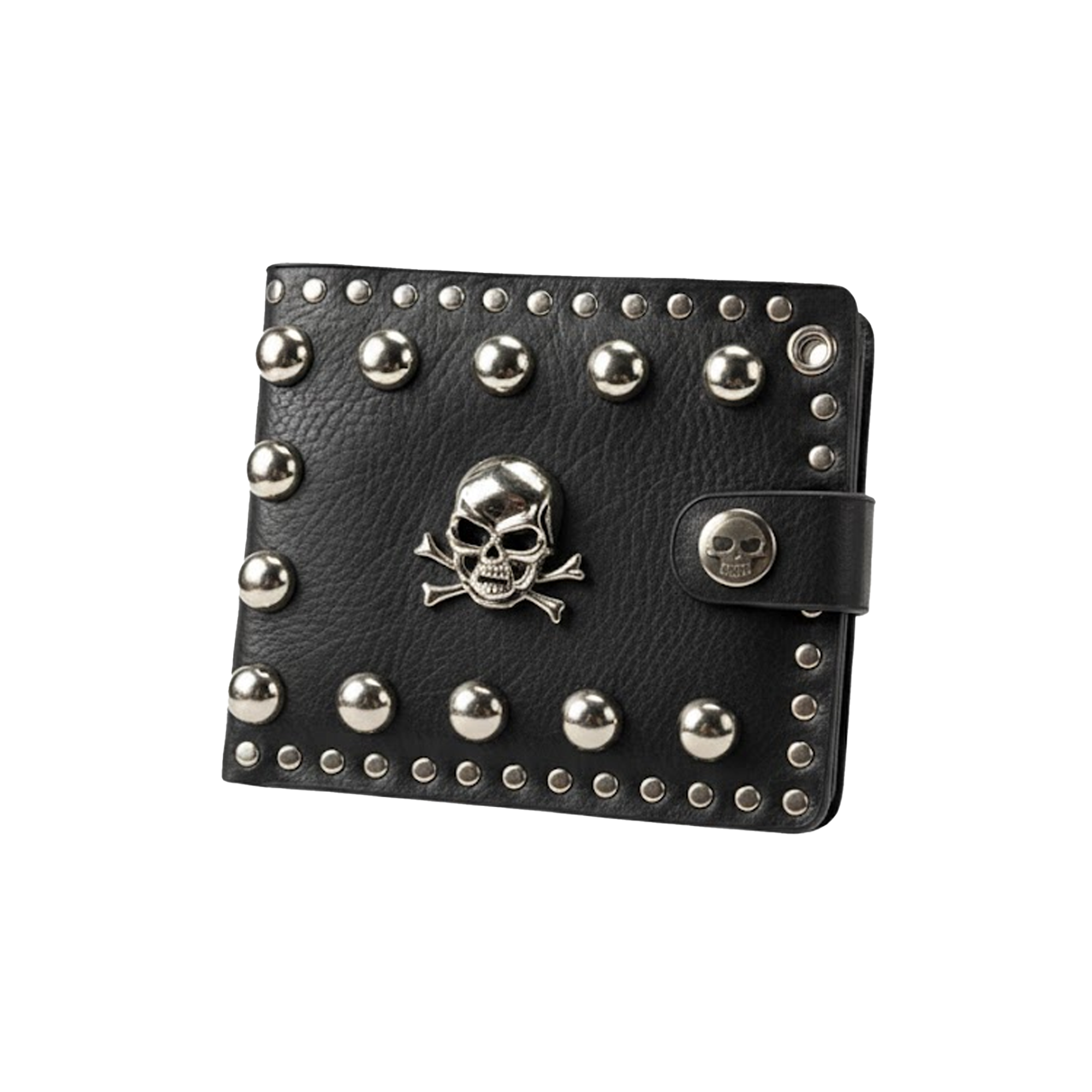 Kashani Black Leather Studded Skeleton Wallet