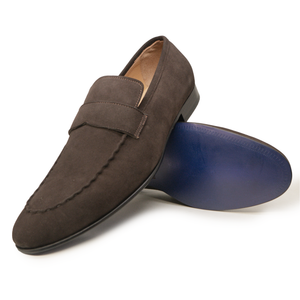 Kashani Dark Brown Suede Penny Loafers - Dudes Boutique