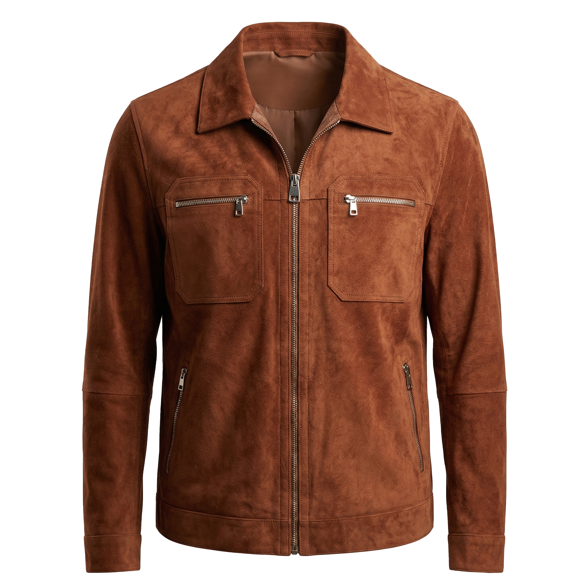 Kashani Rust Suede Ultra Lightweight Leather Jacket