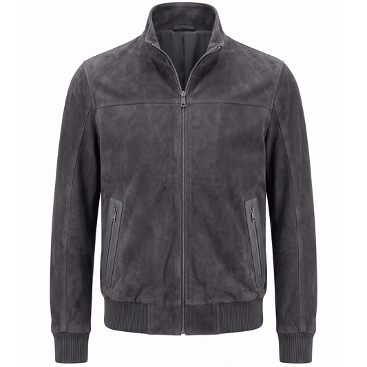 Kashani Black Suede Bomber Jacket