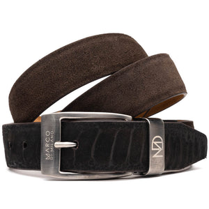 Marco Di Milano Sueded Ostrich Belt Black / Brown - Dudes Boutique