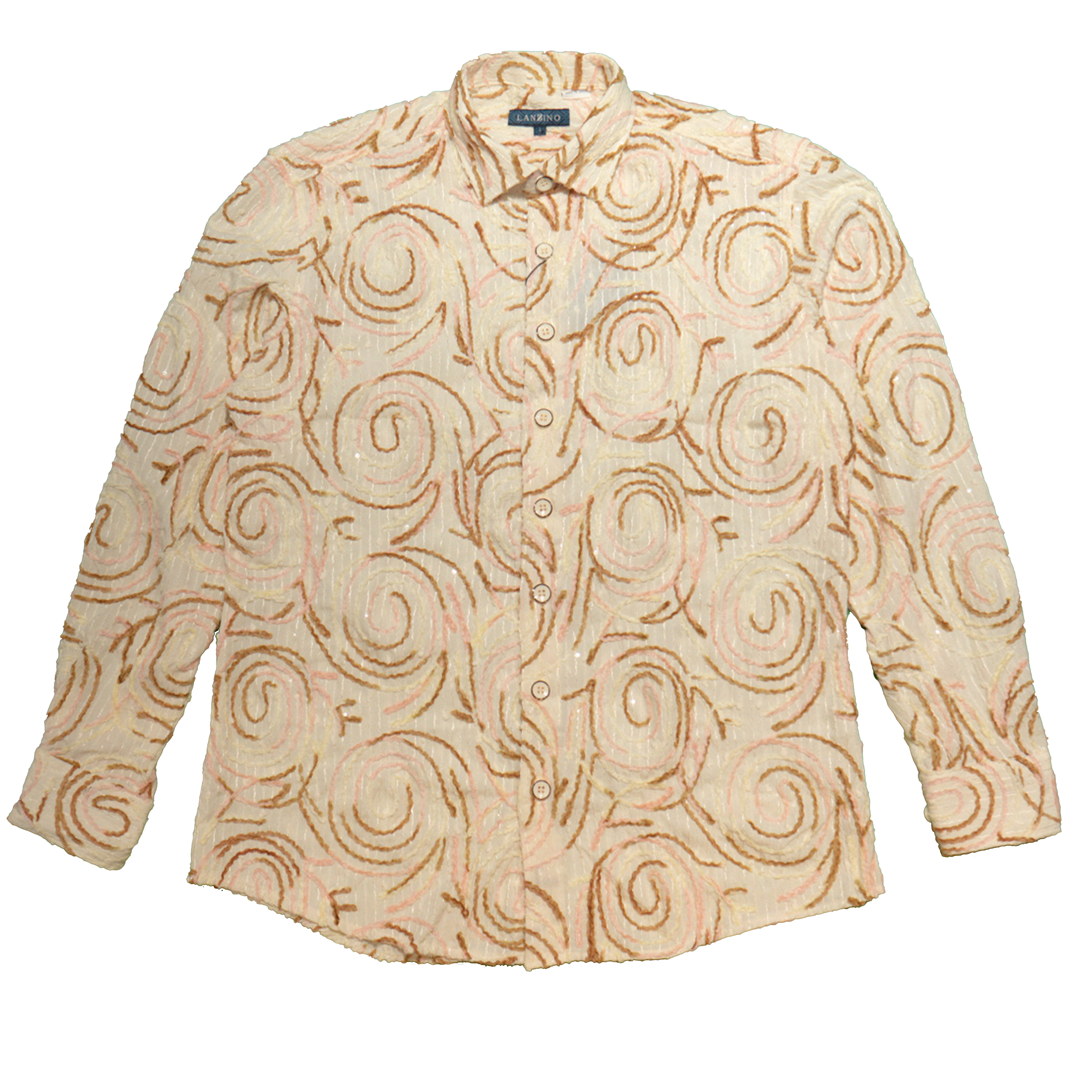 Lanzzino Ivory Trio Swirl Button Up Shirt - Dudes Boutique