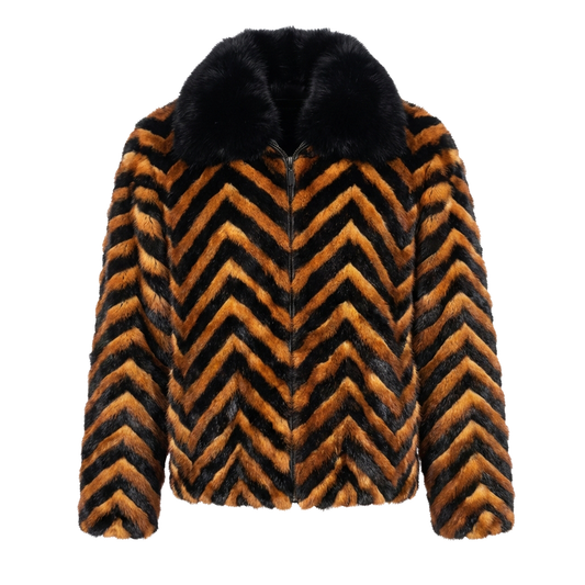 Kashani Black / Whisky Mink Tail Bomber Jacket