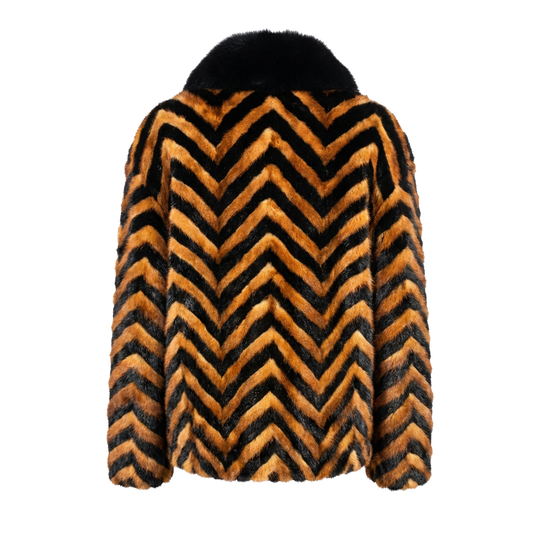 Kashani Black / Whisky Mink Tail Bomber Jacket