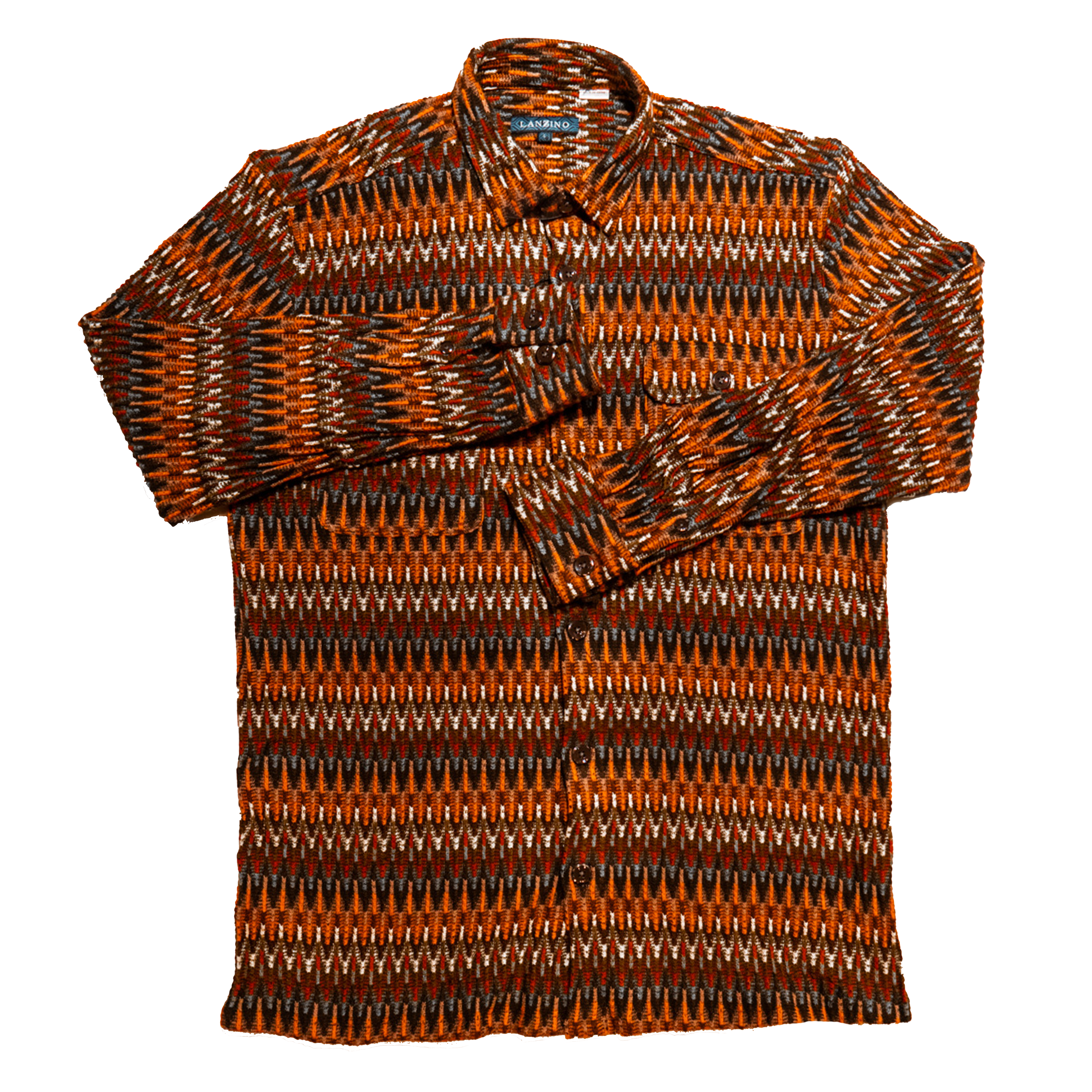 Lanzzino Earth Tone Ikat Button Up Shirt - Dudes Boutique