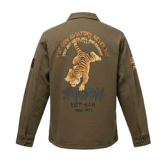 Top Gun Green Military Tiger Shirt