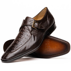 Marco Di Milano Toluca Brown Crocodile & Lizard Monk Strap Dress Shoes - Dudes Boutique