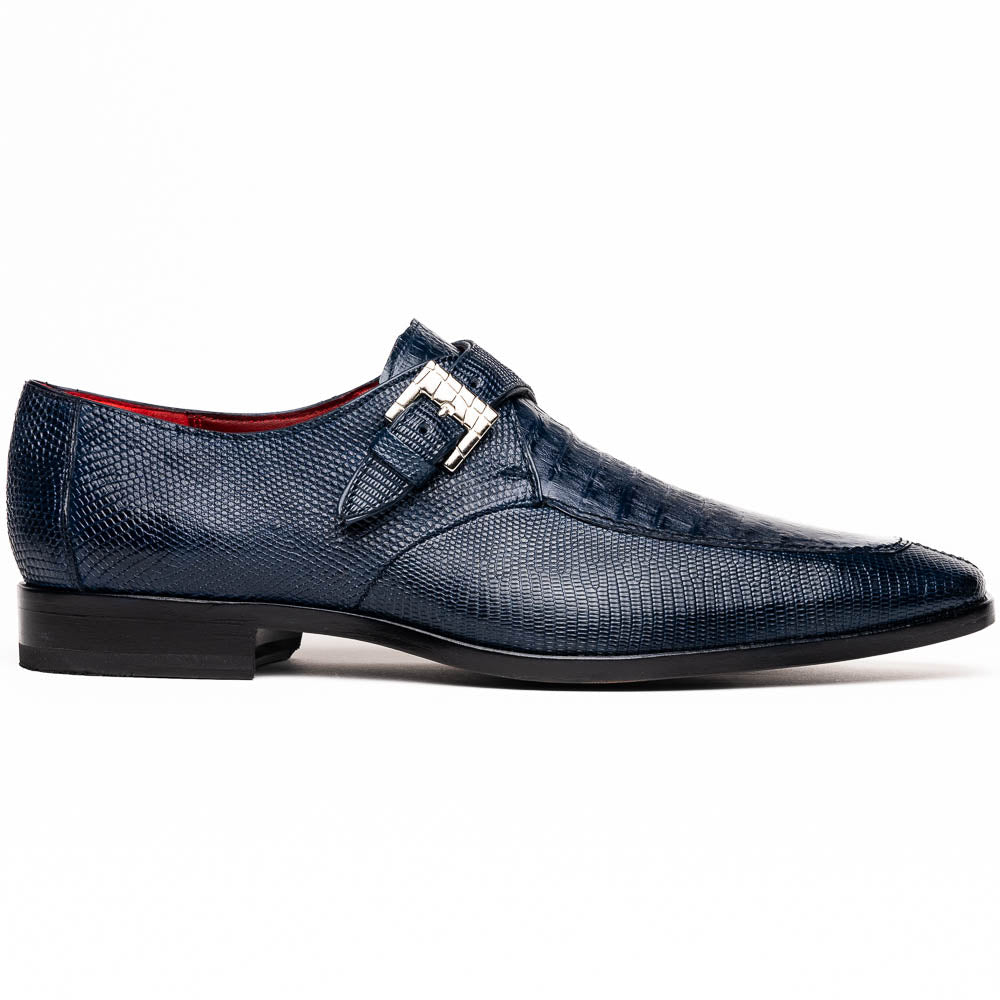 Marco Di Milano Toluca Navy Crocodile & Lizard Monk Strap Dress Shoes - Dudes Boutique