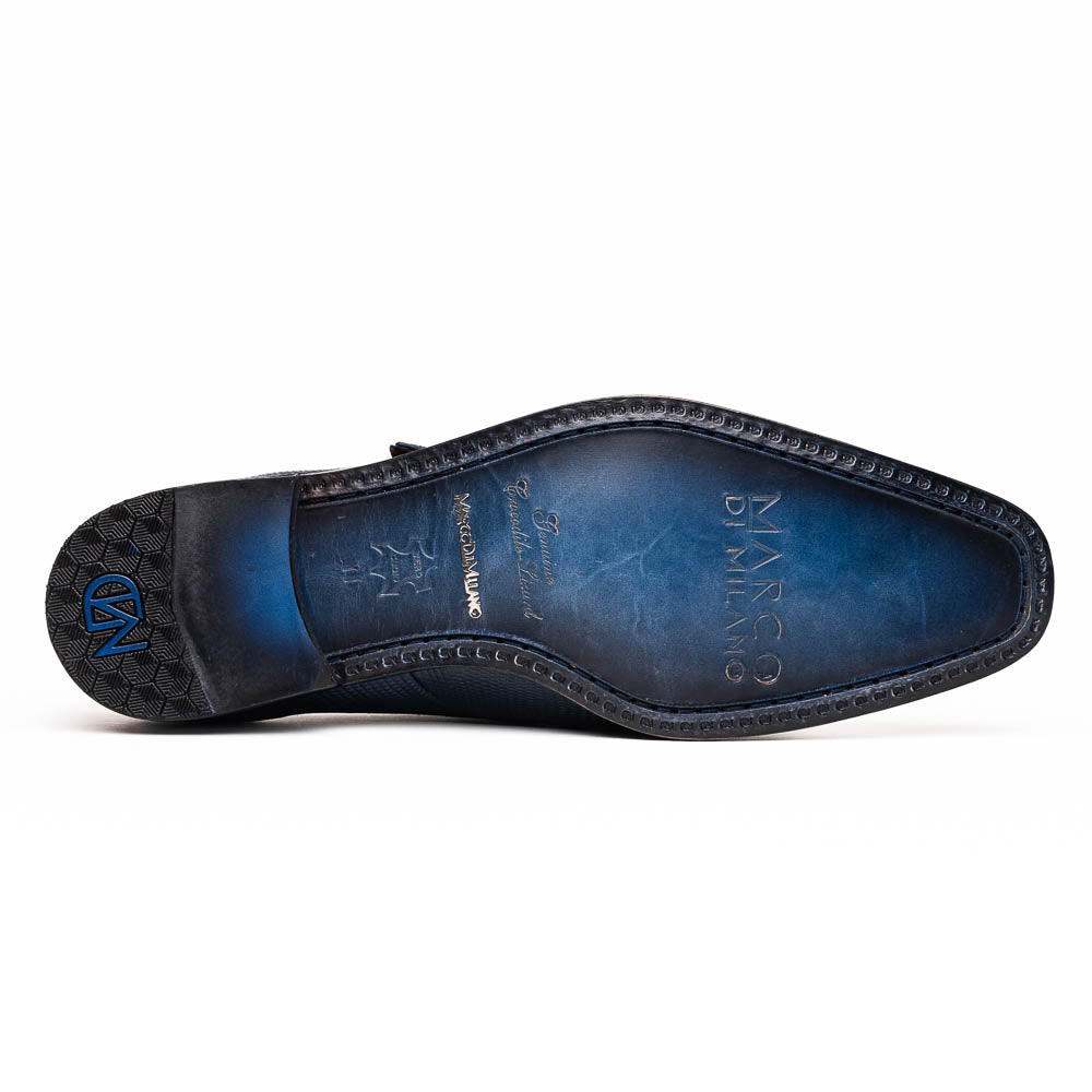 Marco Di Milano Toluca Navy Crocodile & Lizard Monk Strap Dress Shoes - Dudes Boutique