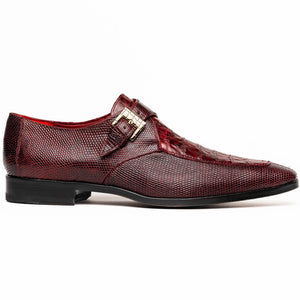 Marco Di Milano Toluca Wine Crocodile & Lizard Monk Strap Dress Shoes - Dudes Boutique