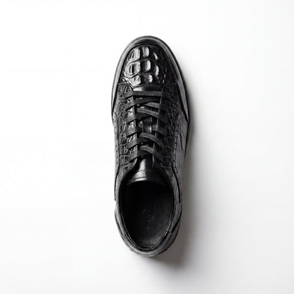 Giovanni Timo Black Embossed Crocodile Sneakers