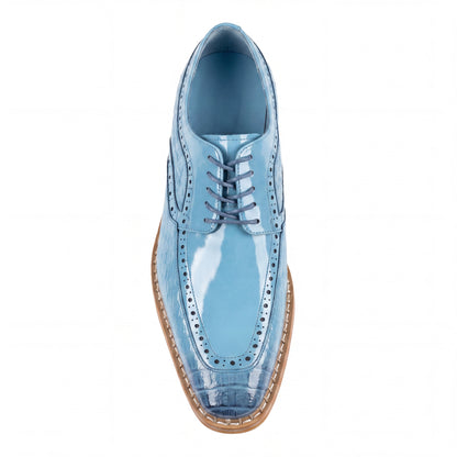 Giovanni Terence Light Blue Embossed Crocodile Dress Shoes