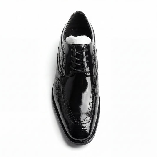 Giovanni Terence Black Embossed Crocodile Dress Shoes