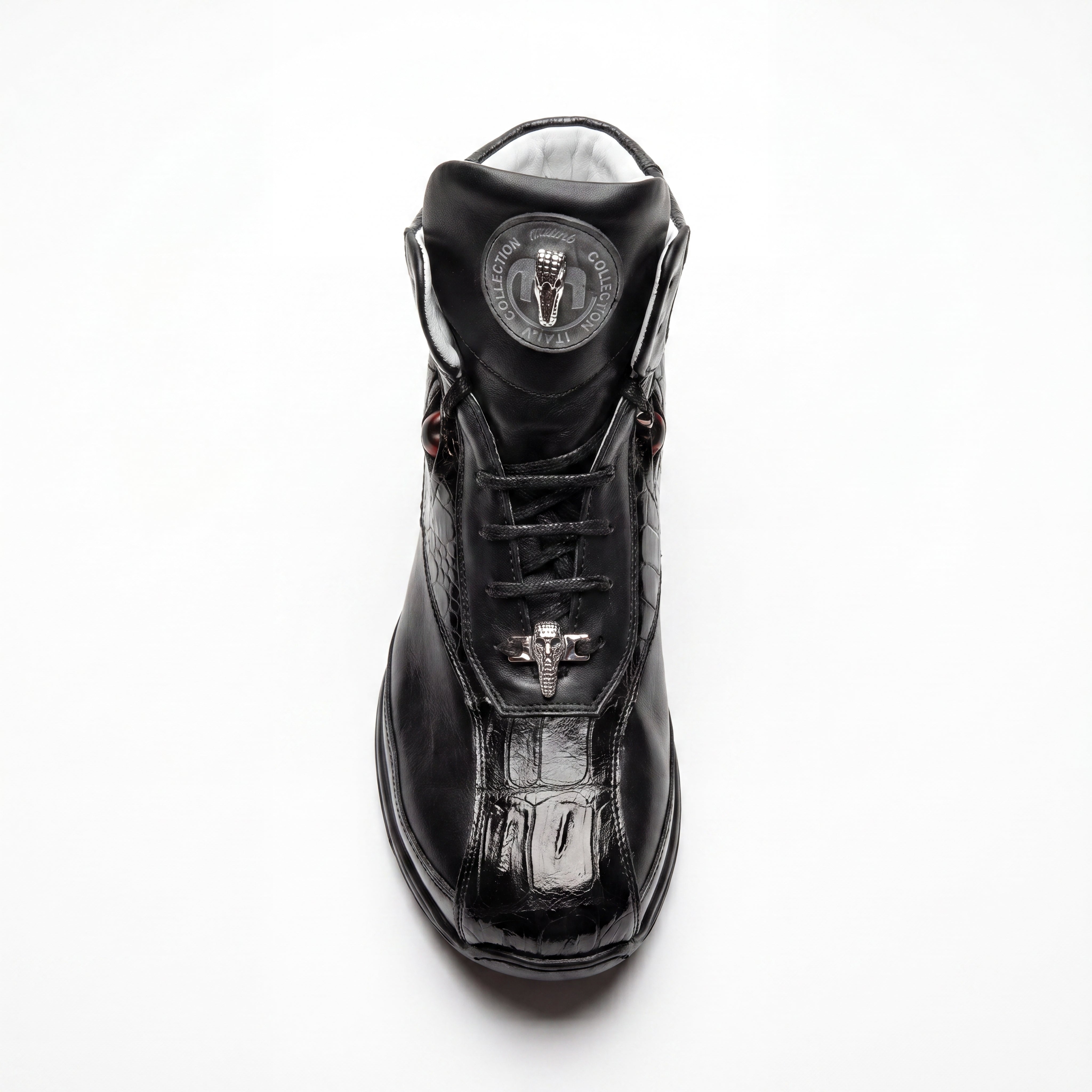 Mauri 18653 Black/Grey Genuine Baby Crocodile/Nappa High Top