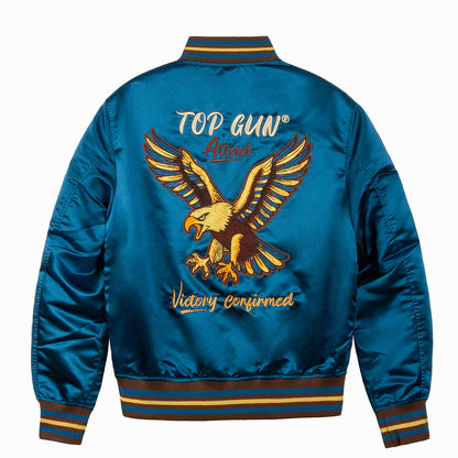 Top Gun "Satin Eagle" Varsity Jacket - Blue