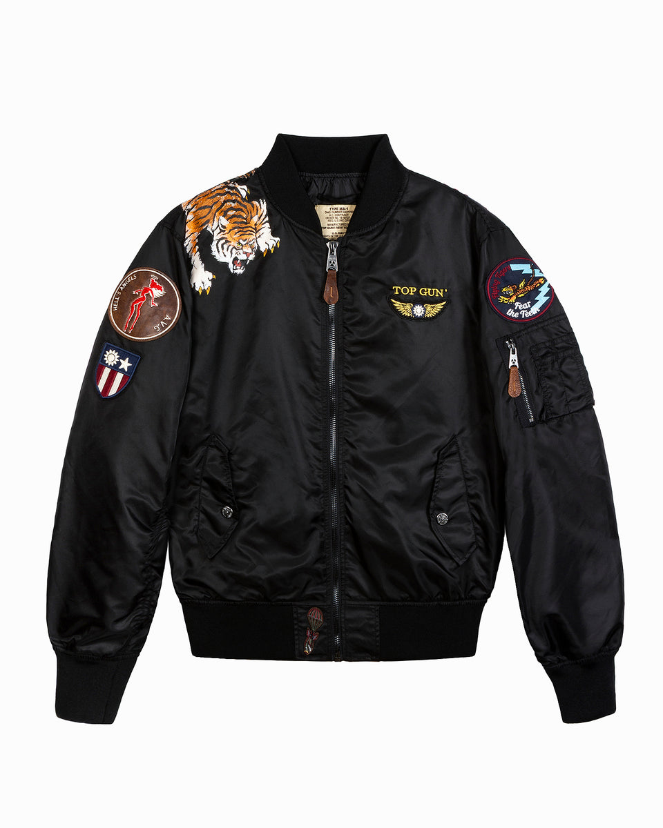 Top Gun Flying Tigers Bomber Jacket - Black – Dudes Boutique
