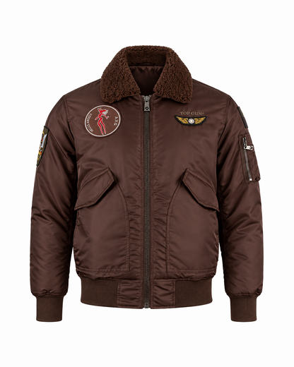 Top Gun Flying Tigers CWU-45 flight jacket in brown, front with collar