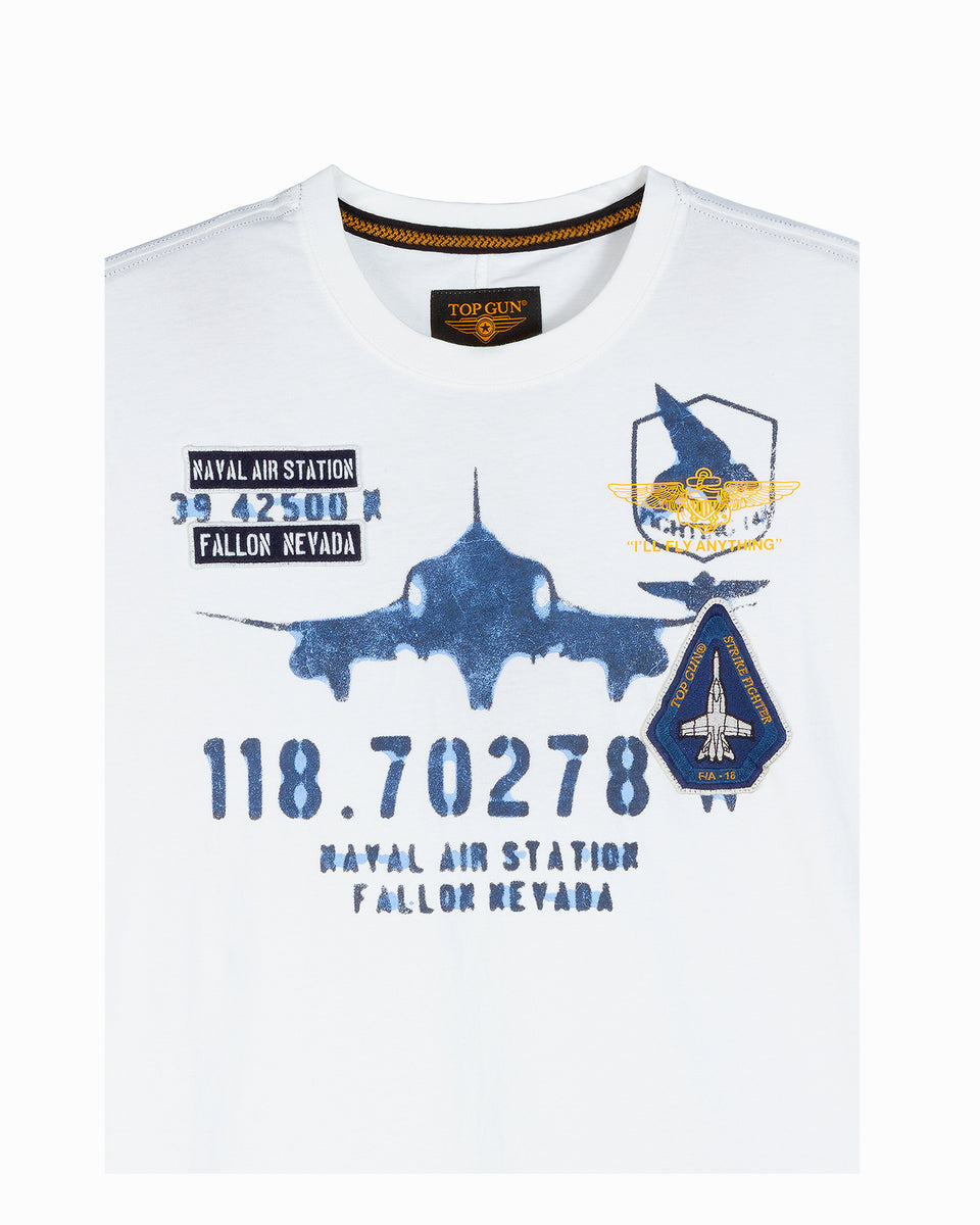 Top Gun "Naval Air Station" graphic tee in white