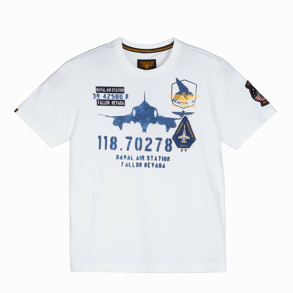 Top Gun "Naval Air Station" graphic tee in white