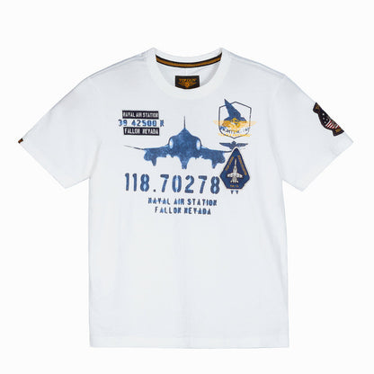 Top Gun "Naval Air Station" graphic tee in white