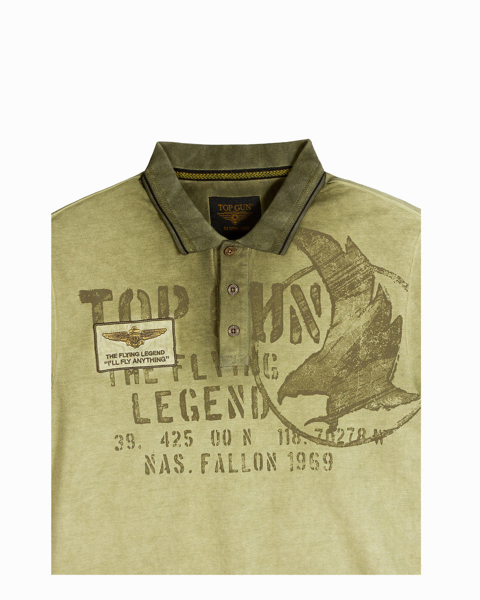 Top Gun Vintage Eagle Flying Legend polo in olive