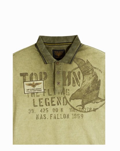 Top Gun Vintage Eagle Flying Legend polo in olive