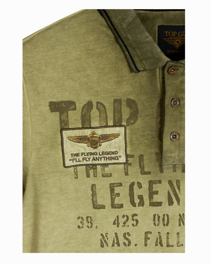 Top Gun Vintage Eagle Flying Legend polo in olive