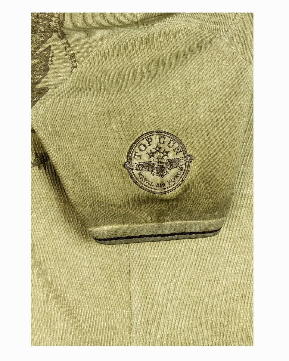 Top Gun Vintage Eagle Flying Legend polo in olive