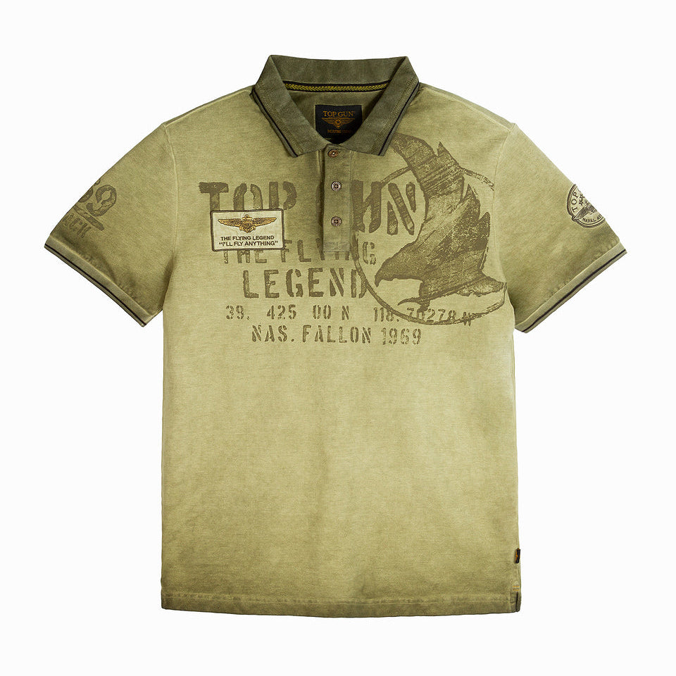 Top Gun Vintage Eagle Flying Legend polo in olive