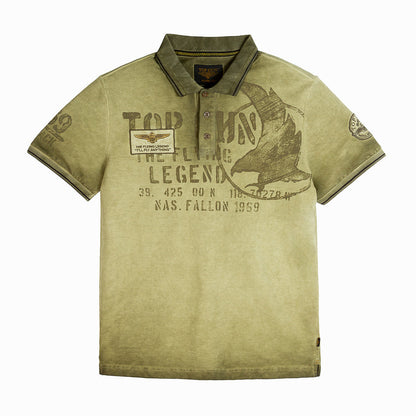 Top Gun Vintage Eagle Flying Legend polo in olive