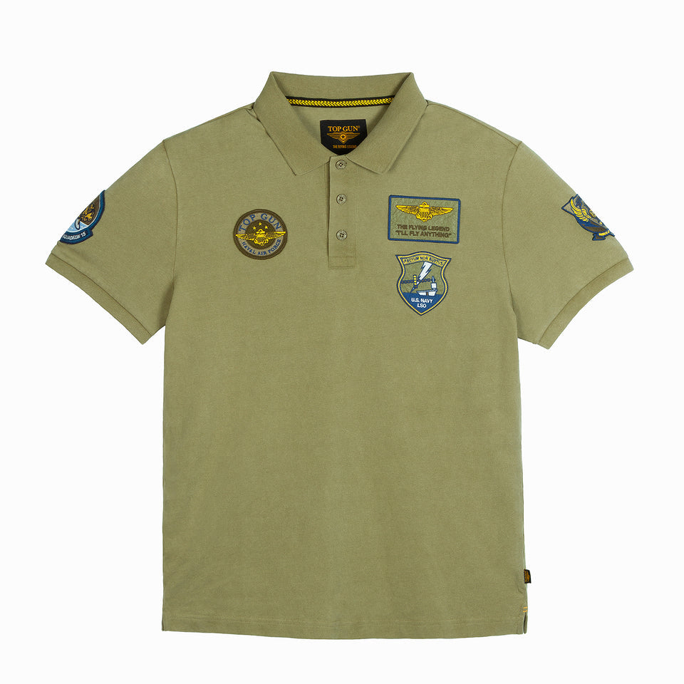 Top Gun "Vintage Heritage" polo shirt in olive