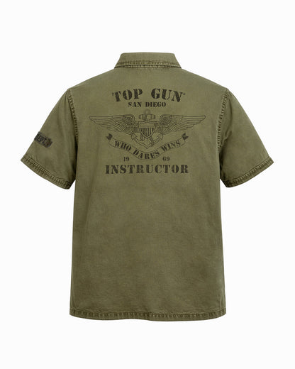 Top Gun Military Instructor short sleeve shirt in olive