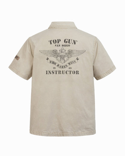 Top Gun Military Instructor short sleeve shirt in stone